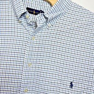 Polo Ralph Lauren‎ 3XLT Blue Black Gingham Check Long Sleeve Button Down Shirt